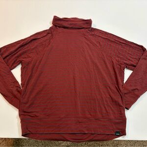 Prana Burgundy and Navy Striped Turtleneck | Women’s Size Medium